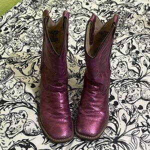 Girls Metallic Purple Cowboy Boots Old West size 1.0